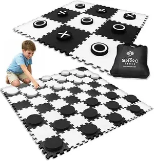 2-in-1 Giant Checkers & Tic Tac Toe Game