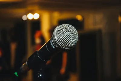 Shure SM58 microphone on a stand