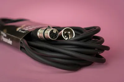 XLR audio cable used to connect a microphone to a mixer and loudspeaker
