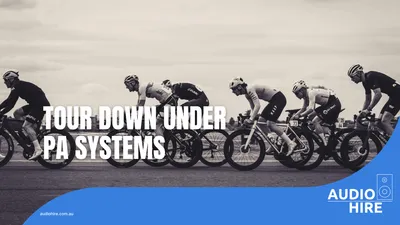 Audio Hire cyclists at a Tour Down Under event.