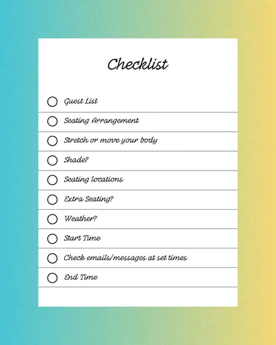 Checklist guide for planning a party.