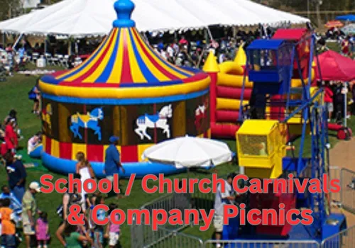 Rent bounce houses, water slides, dunk tanks, carnival rides, carnival games, catering, and more for events in Houston, Humble, and surrounding Texas cities.