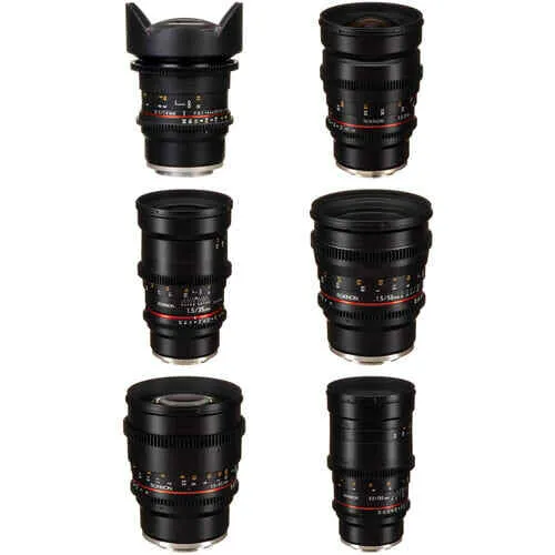 Kit 6 lentes Rokinon EF mount tipo cine