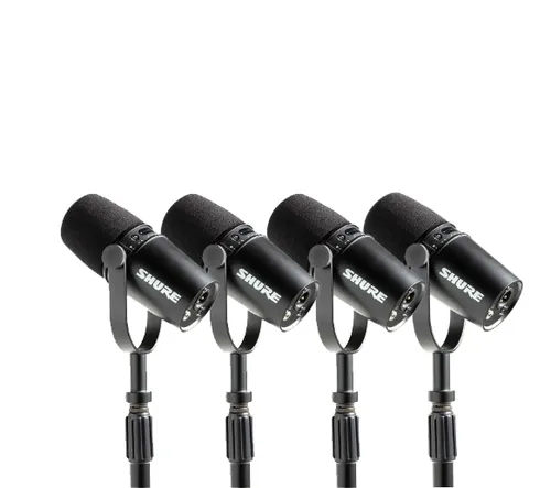 Kit podcast a 4 micrófonos con Grabadora podtrack 4 canales y 5 audifonos