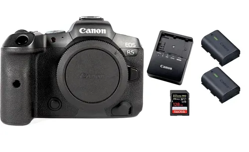 Kit de Cámara Canon EOS R5 (Montura RF) con baterías, cargador y SD