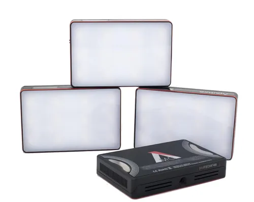 Kit 4 Lámparas LED Aputure MC RGBW con case 2 softbox silicon y 2 monturas a cold shoe.