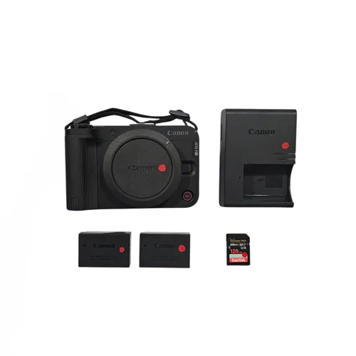 Kit Cámara Canon EOS R50V, baterías, cargador y SD