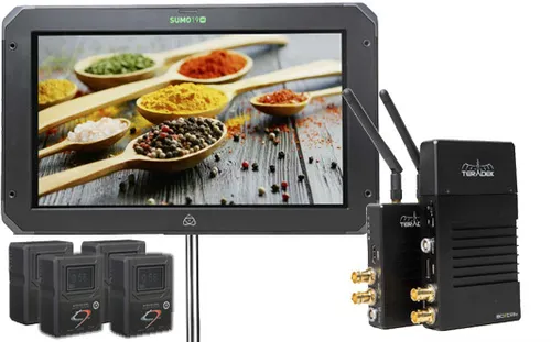 Monitor Atomos Sumo 19M + C-stand + Transmisor de video TERADEK BOLT 500XT + 4 baterías V-mount.