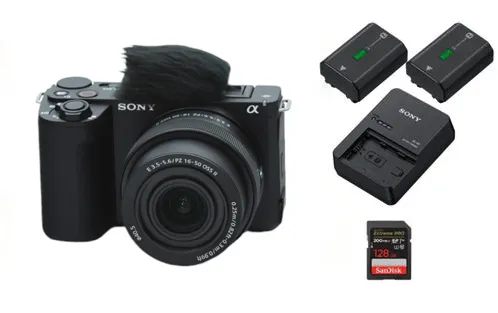 Kit Cámara Sony ZV-E10 II (aps-c, E mount) con lente kit, baterías, cargador y SD.