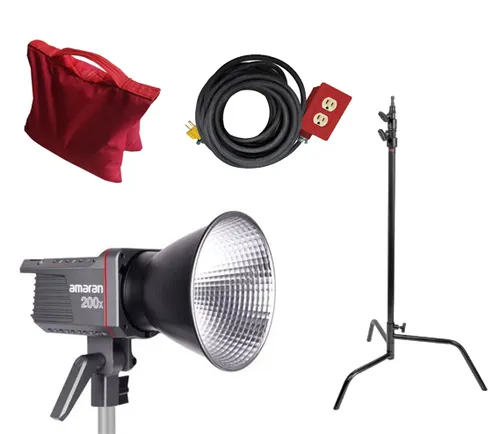 Lámpara Amaran 200X Bi-color con c-stand, sandbag y extensión