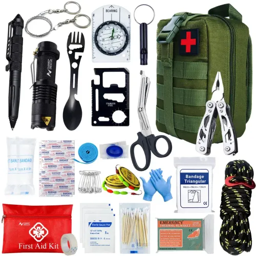 Kit de survie tactique EDC pour autodéfense et secours d
