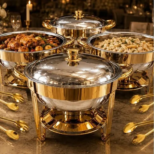 Gold Round Chafing Dishes (7QT)