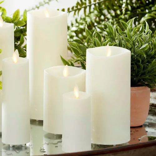 LED Pillar Candles - Ivory - Assorted Heights