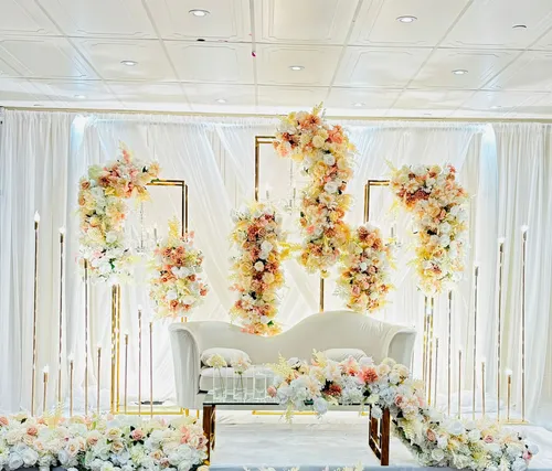 Geometric Floral Frame Stage Decor