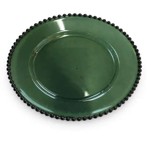 Emerald Green Beaded Charger Plate