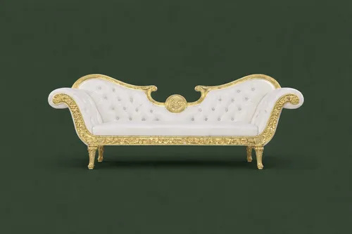 White & Gold Tufted Loveseat