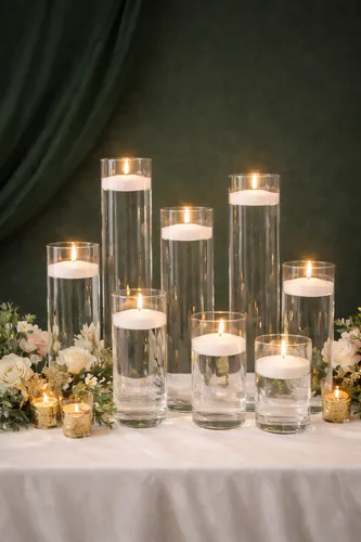 Tall Glass Candle Set for Stage Decors