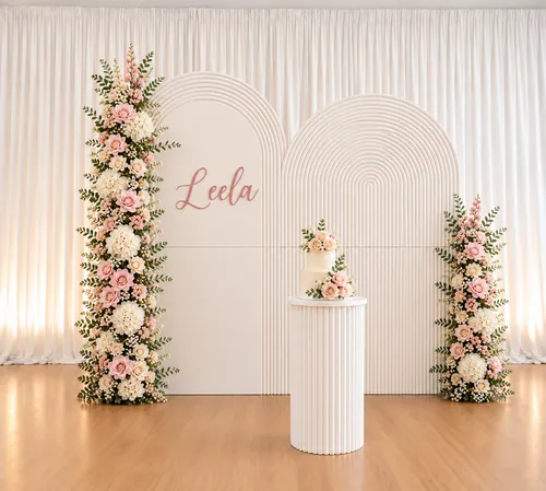 White Ripple Arch Floral Backdrop