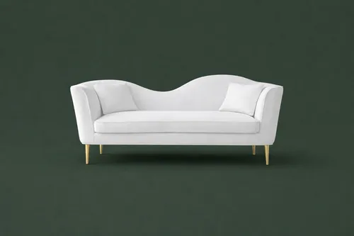 Modern White Curved Loveseat