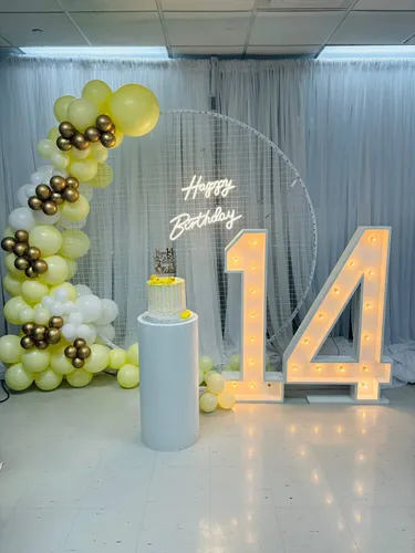 Round Mesh Backdrop & Marquee Number