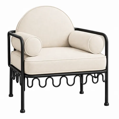 Cannes Chair Cream (Black Frame)