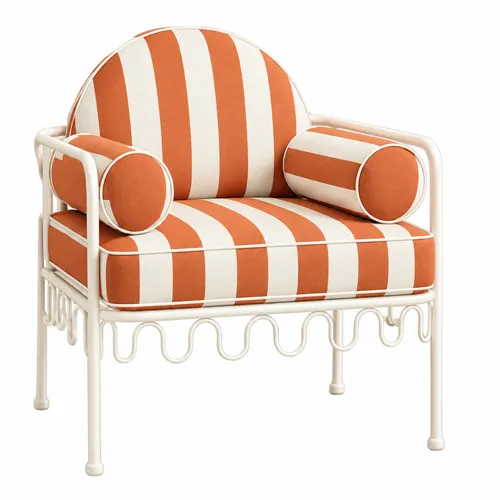 Cannes Chair Terracotta Stripes (Cream Frame)