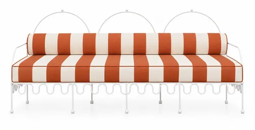 Cannes Sofa Terracotta Stipes (Cream Frame)
