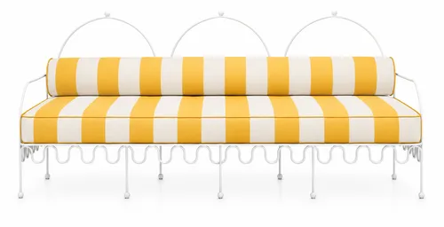 Cannes Sofa Yellow Stripes (Cream Frame)