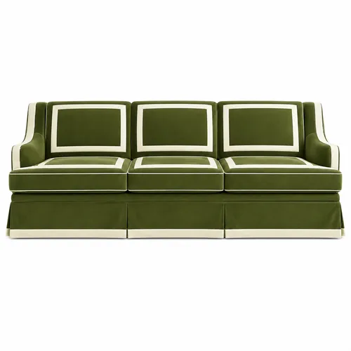 Château Sofa Olive Green White Trim