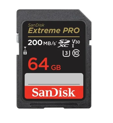 SanDisk SDXC Extreme Pro 64GB 200MB/s UHS-I C10 V30 U3