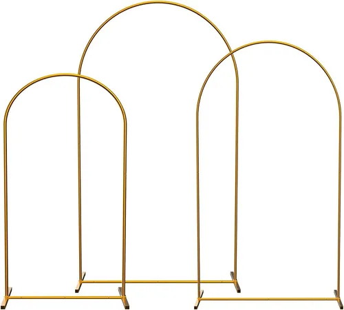  3-Piece Gold Metal Arch Backdrop Stand Set, 7.2ft / 6.6ft / 6ft  Arch