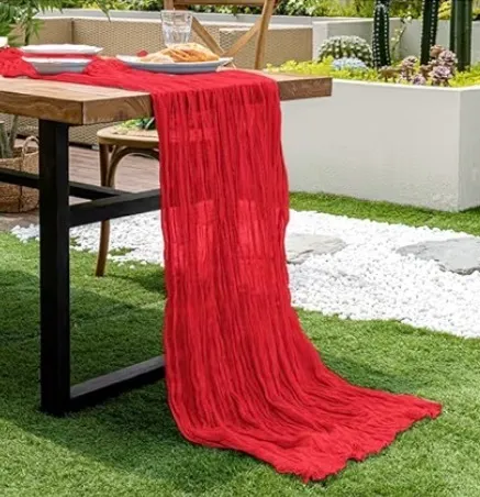 Cheesecloth Table Runner - Red