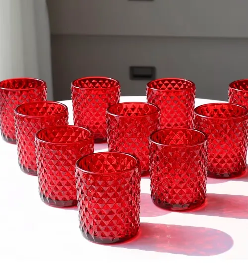 Red Glass Votive Tea Light Candle Holders