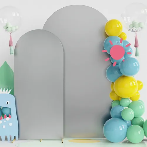 Set of 2 Wedding Arch Cover , Silver 6ft, 5ft