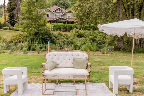 Rectangular Glass Coffee Table with Gold Rim
