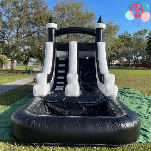 Inflatable black and white  Castle with splash pool 