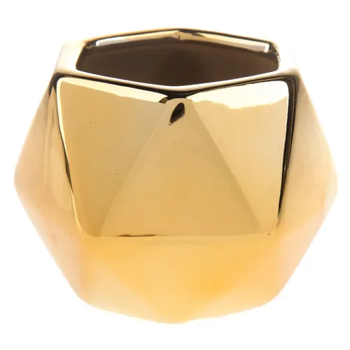 Gold Ceramic Geometric Pot 