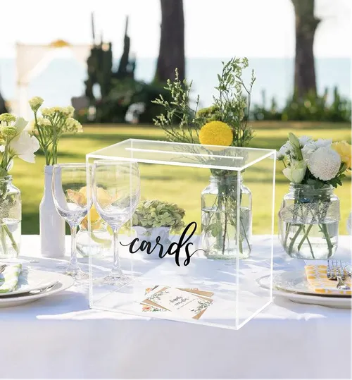 Acrylic Card Box with Black Text