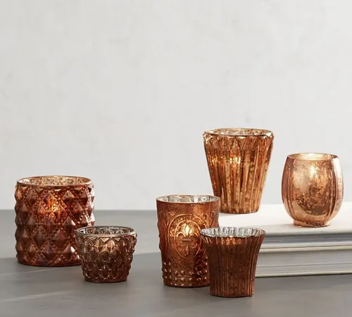 Pottery Barn Mercury Candle Holders - Copper