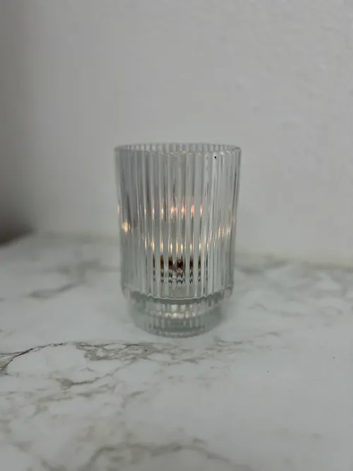 Large Clear Ribbed Votive