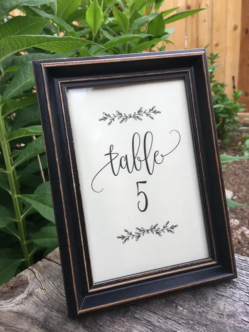 Distressed Black Table Number Frames 