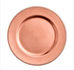 Metalic Rose Gold Plastic Charger Plates