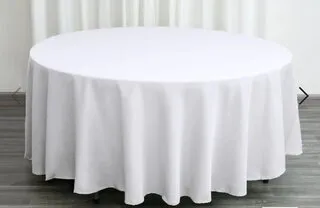 White 120 Round Tablecloh