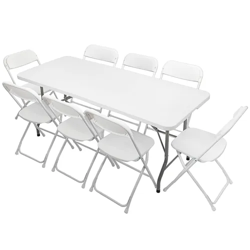 1 White table and 8 chairs set