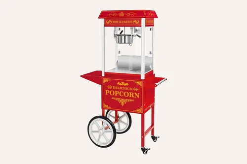 Popcornmaschine mit Retro-Wagen - Rot