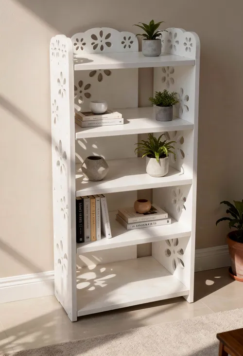 Decorative 2 layered Wood White Shelf