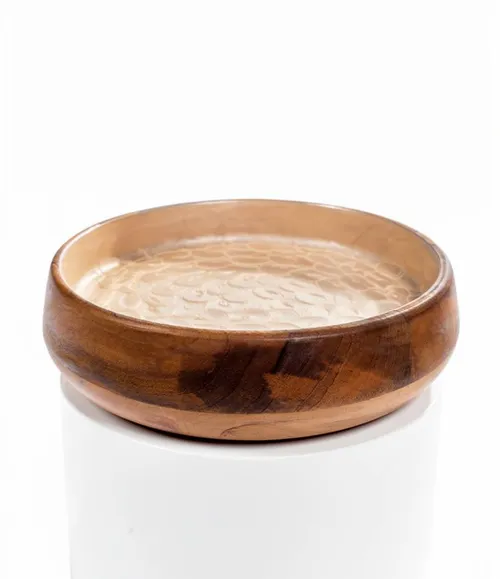 Round Wooden Decorative Bowl (11 in wide, 3 in tall)
