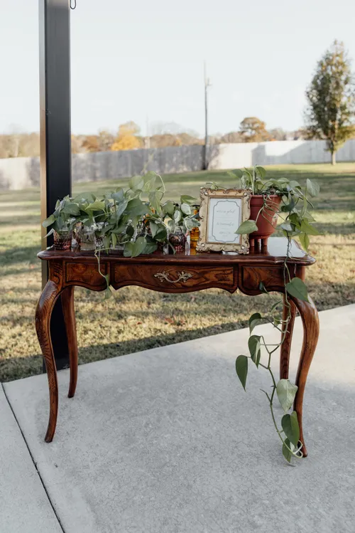 Vintage Wood Table (39 in wide, 28 in tall)