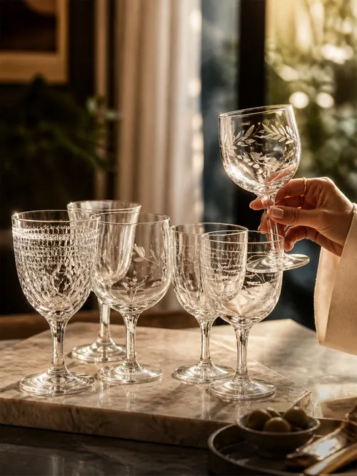 Mismatched Clear Vintage Water Goblets