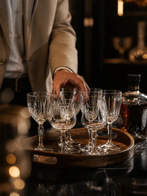 Mismatched Clear Vintage Wine Glasses  